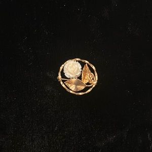 Vintage White Rose Pin by Karen Lynne Jewelry